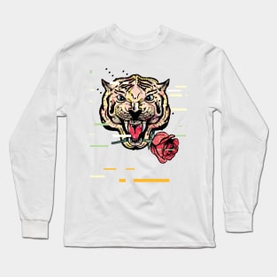 Tiger with a red rose Long Sleeve T-Shirt